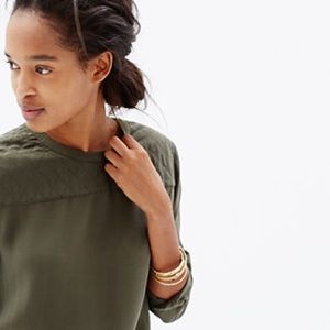 Tent Green Silk Quilted Blouse